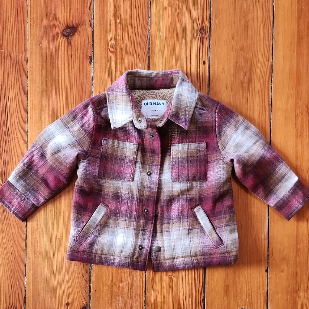 Old Navy Kids Plaid Flannel Jacket - Red and Brown